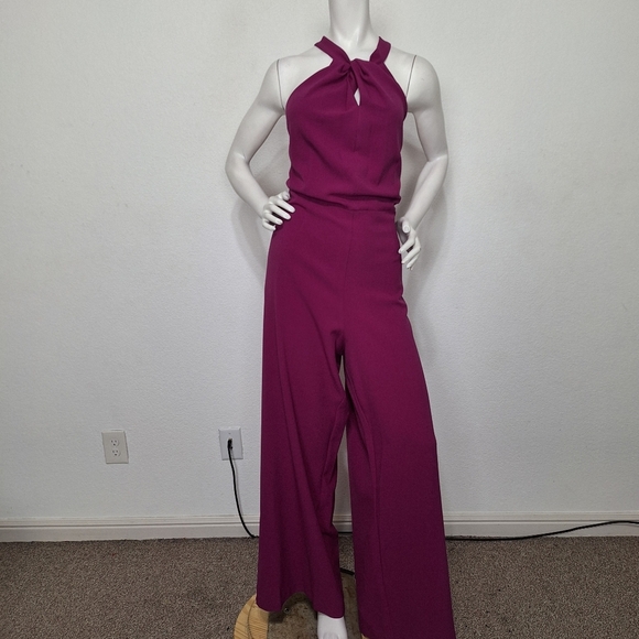 Julia Jordan NEW Orchid Coquette Romantic Halter Wide Leg Jumpsuit Plus Size 16 - Picture 2 of 11
